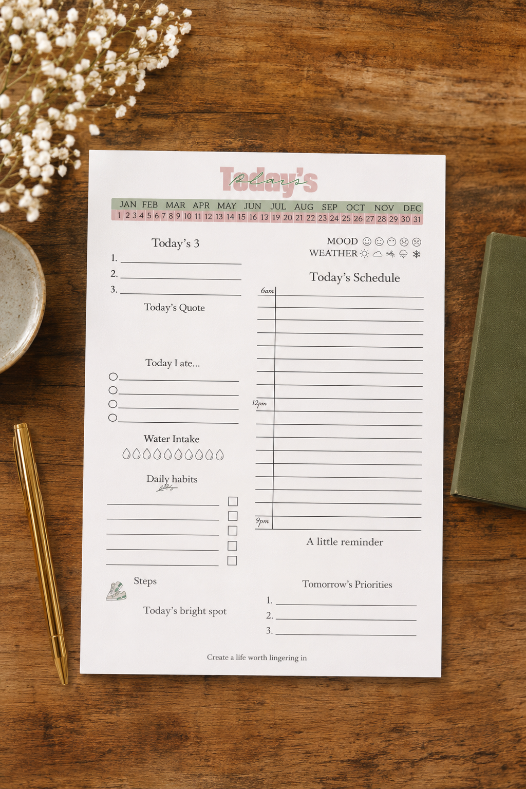 Today's Daily Plans Tear Pad