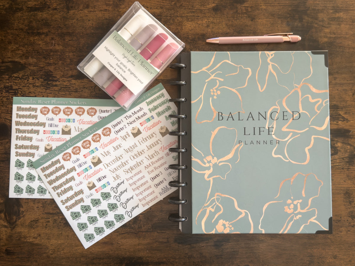 Balanced Life Planner + Soft-Touch Highlighter Bundle