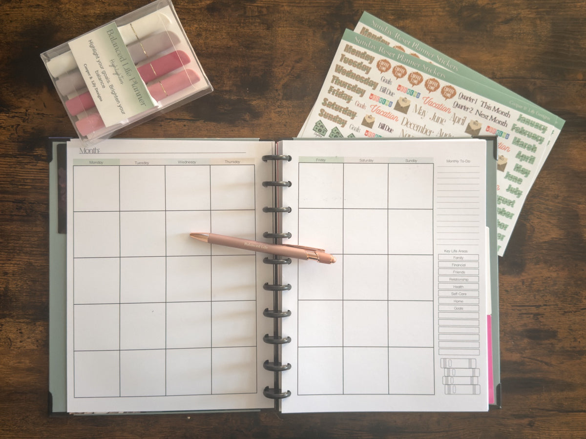 Balanced Life Planner + Soft-Touch Highlighter Bundle