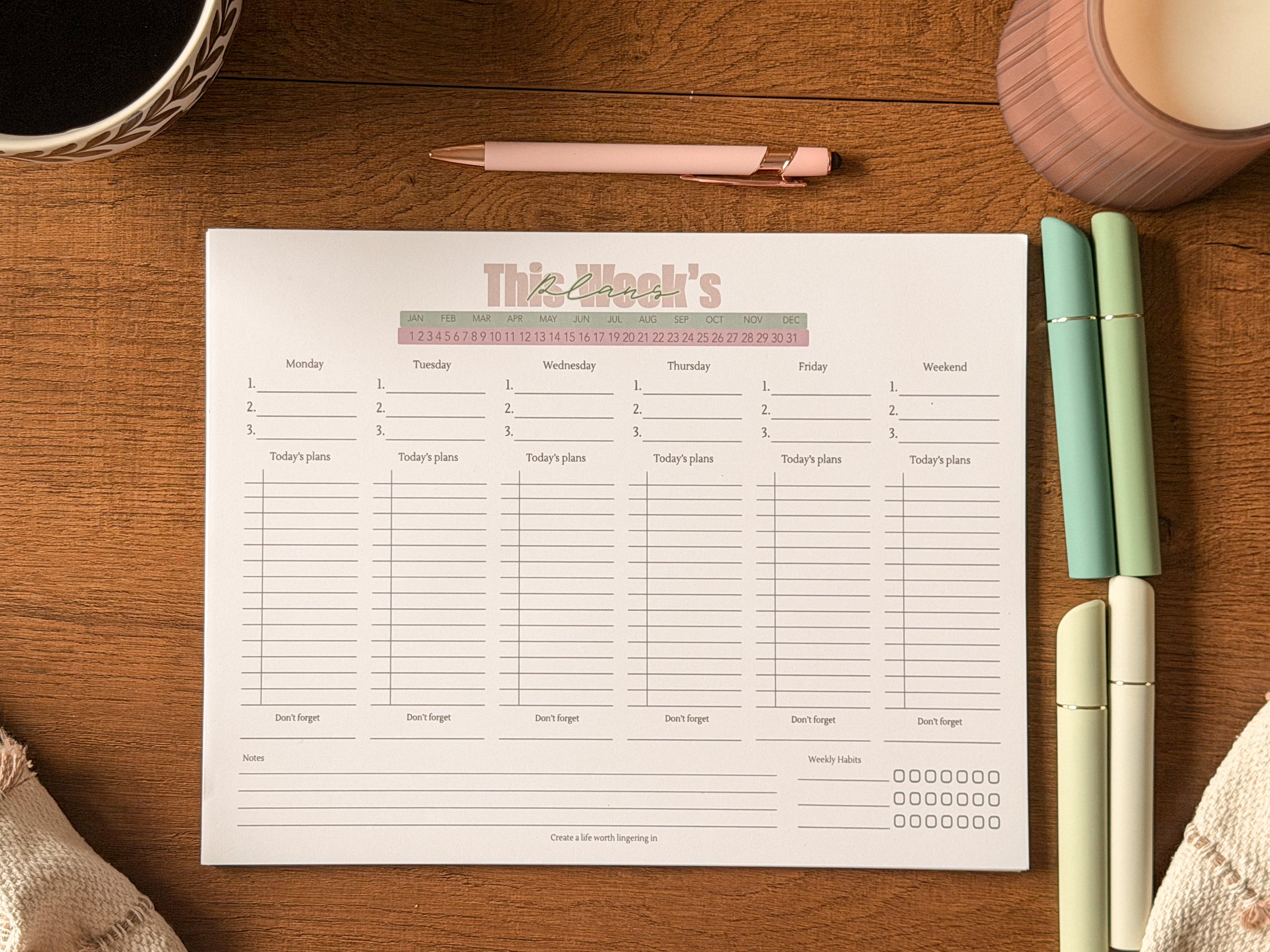 The Weekly Desk Pad