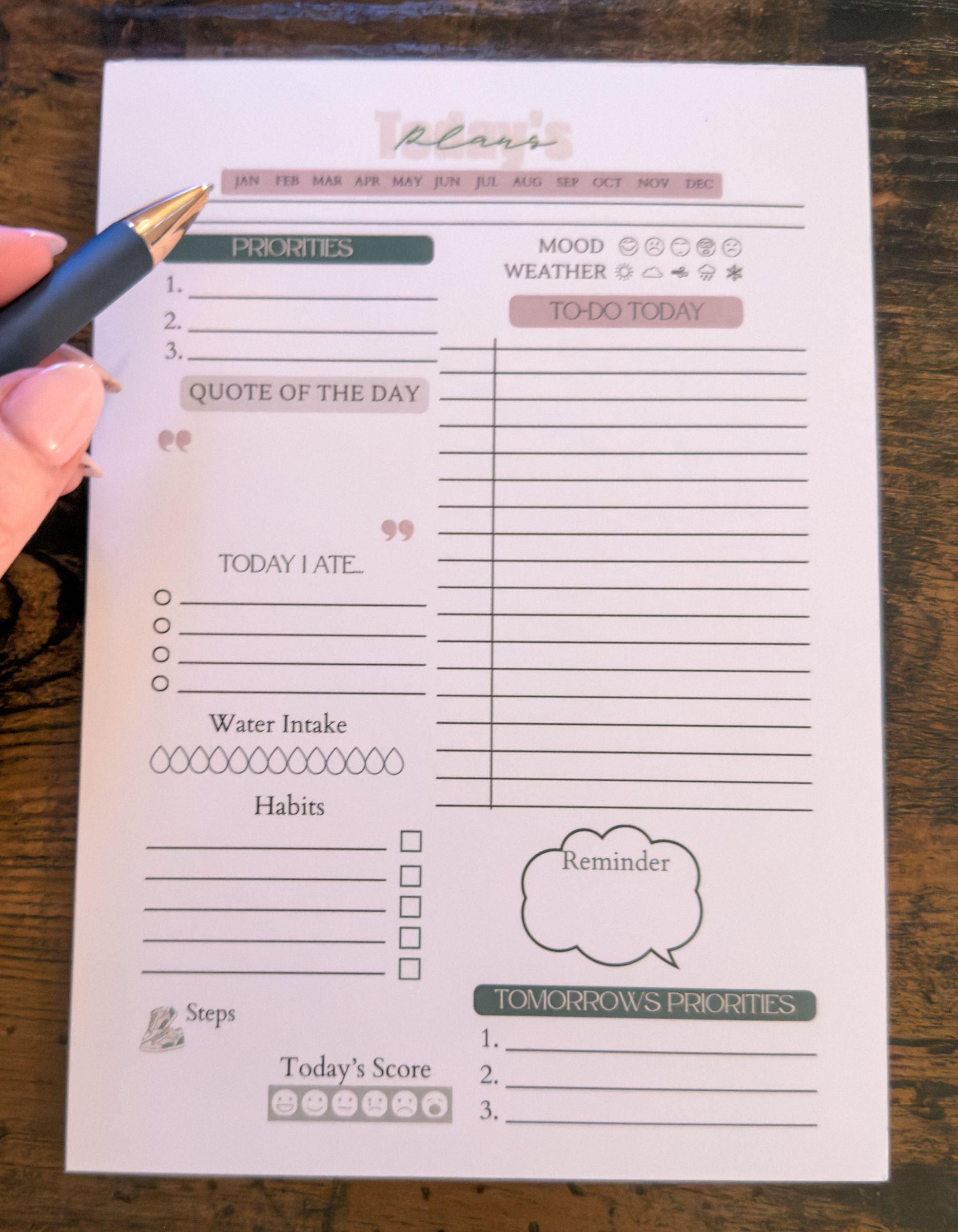 Today's Daily Plans Tear Pad