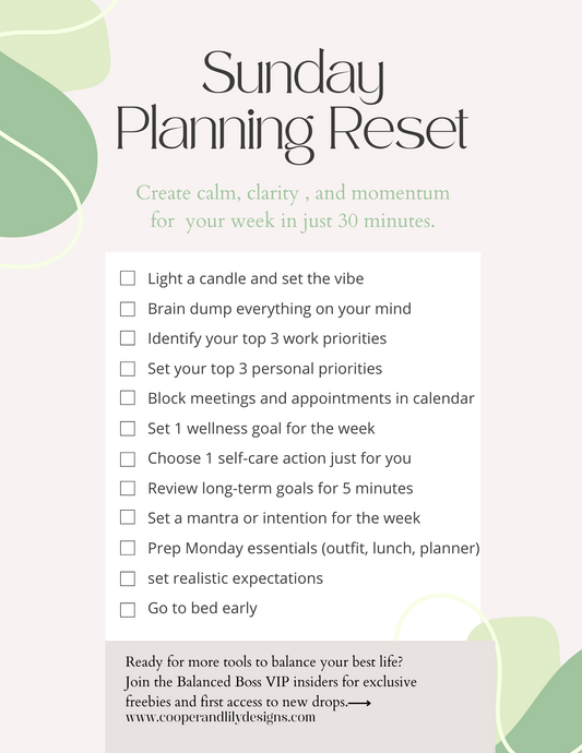 Sunday Planning Reset Checklist (free Download)